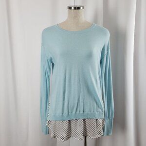 Halogen Light Blue Printed Soft Cashmere Blend Blouse Top Medium